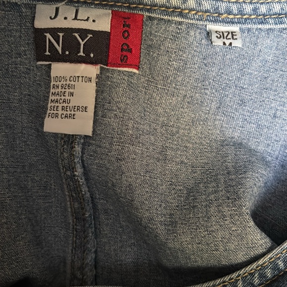 Vintage JLNY Denim Jumper Dress Prairie Flower Embroidery Women’s Size M - Picture 10 of 11